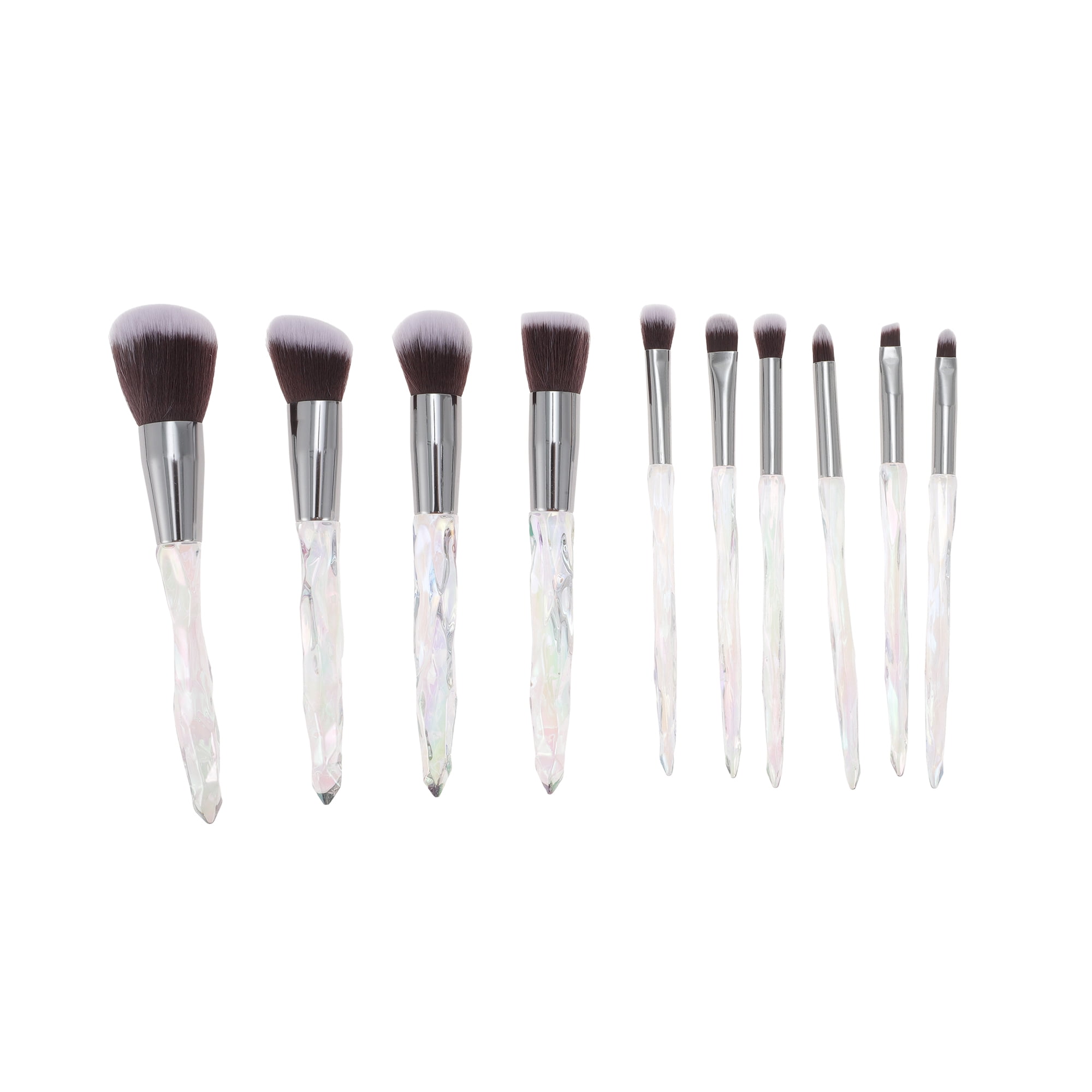 Unique Bargains 10 Pcs Convenient Makeup Brush Set for Travel White, Brown
