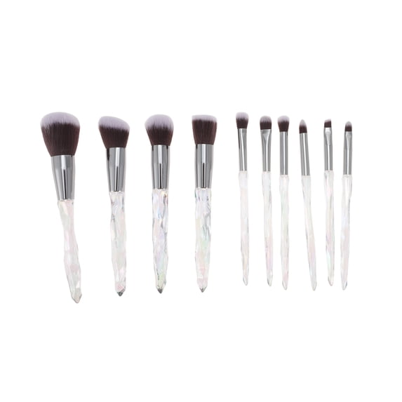 Unique Bargains 10 Pcs Convenient Makeup Brush Set for Travel White, Brown