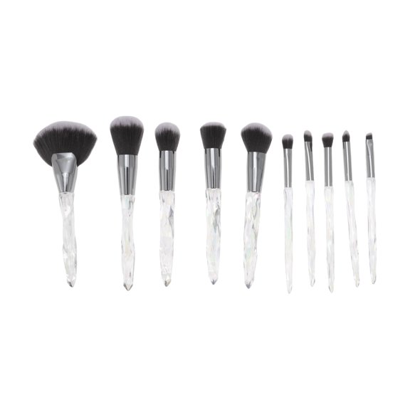 Unique Bargains 10 Pcs Durable Lightweight Makeup Brush Set for Business Travel White Gray Artificial Fiber Wool Plastic
