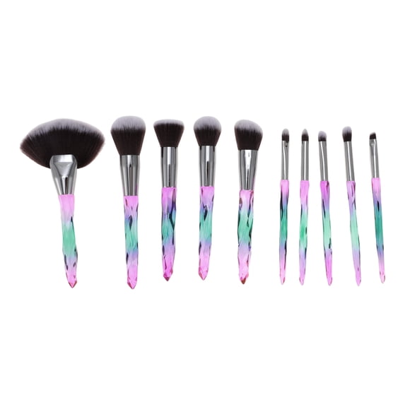 Unique Bargains 10 Pcs Durable Lightweight Makeup Brush Set for Travel Green, Brown