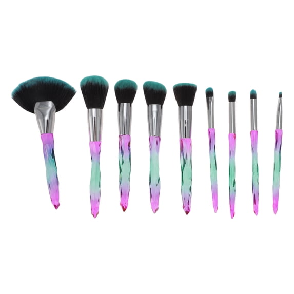 Unique Bargains 10 Pcs Durable Lightweight Makeup Brush Set for Travel Green