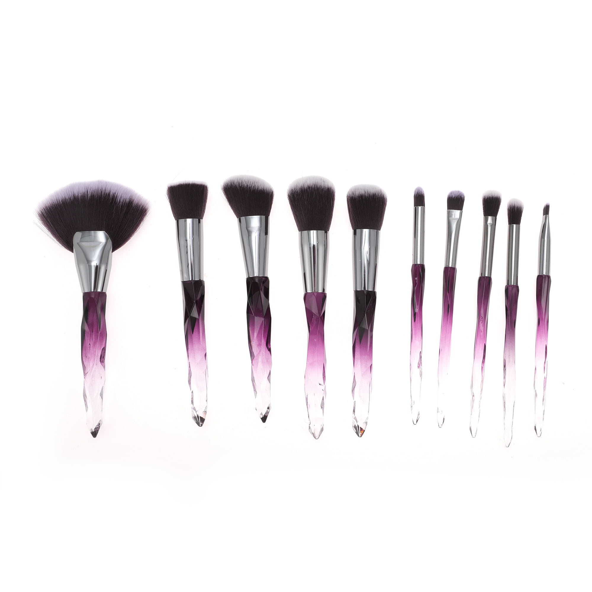 Unique Bargains 10 Pcs Durable Lightweight Makeup Brush Set for Travel Purple, Gray