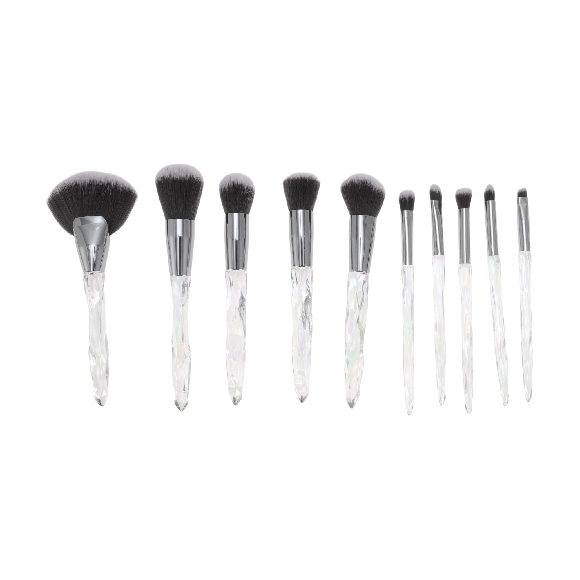Unique Bargains 10 Pcs Durable Lightweight Makeup Brush Set for Travel White, Gray