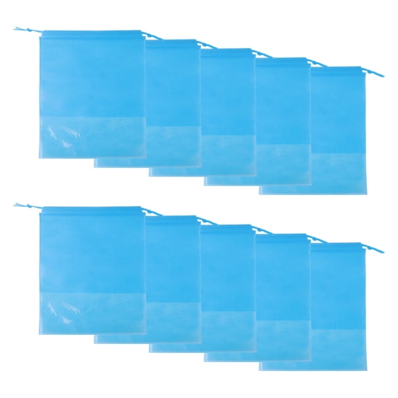 Unique Bargains 10 Pcs Dustproof Shoe Dust Bag Shoes Storage Bag Drawstring Storage Bag Blue
