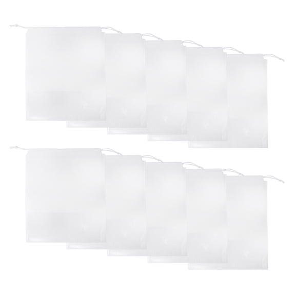Unique Bargains 10 Pcs Dustproof Shoe Dust Bag Shoes Storage Bag Portable Drawstring Storage Bag White