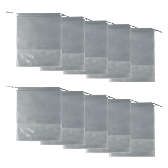 Unique Bargains 10 Pcs Dustproof Shoe Dust Bag Shoes Storage Bag Travel Drawstring Storage Bag Gray
