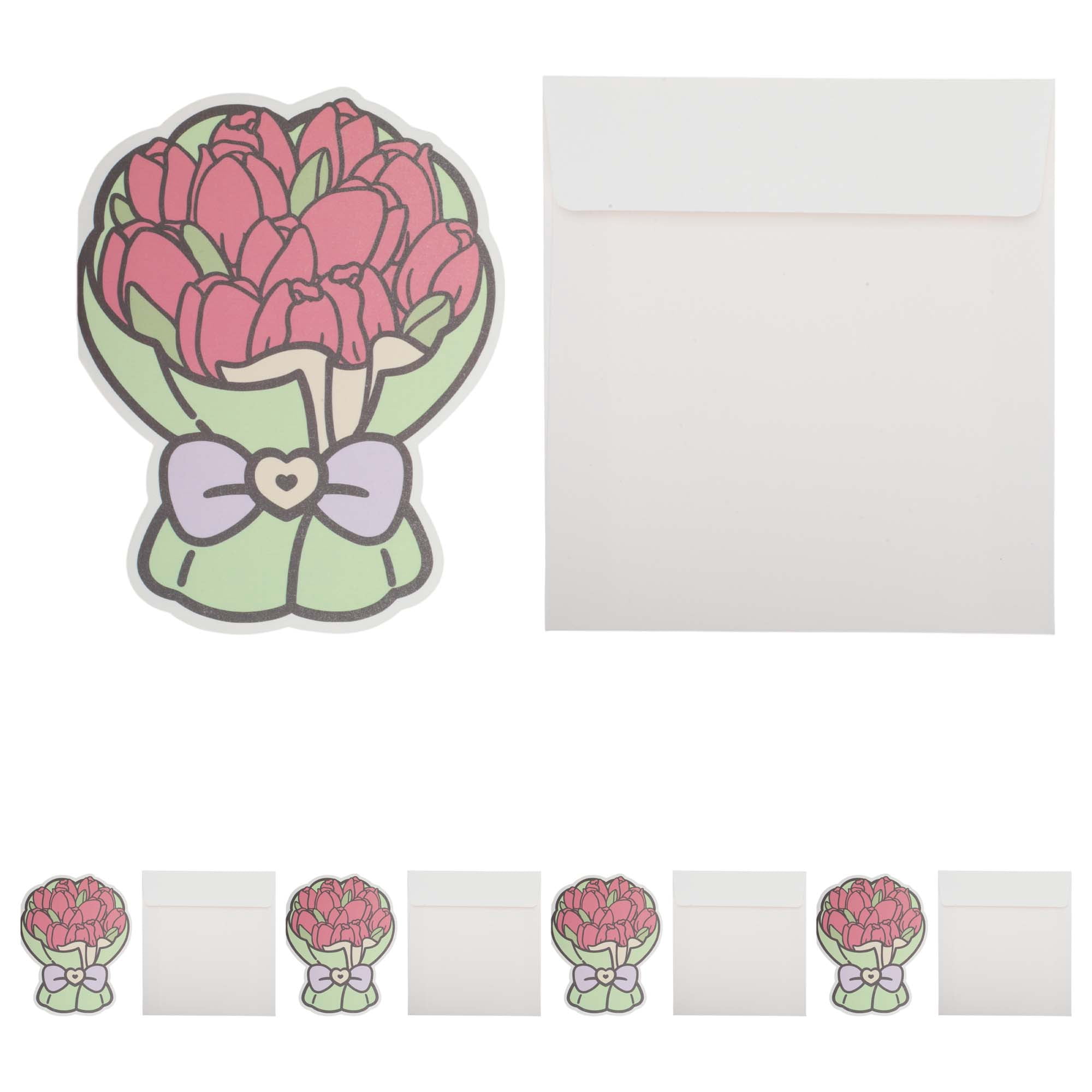 Unique Bargains 10 Pcs Floral Pattern Greeting Cards Blank Cards Beige Red