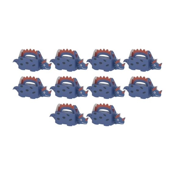 Unique Bargains 10 Pcs Gift Boxes Cartoon Dinosaur Handheld Favor Boxes 6.69"x1.57"x2.95" Dark Blue