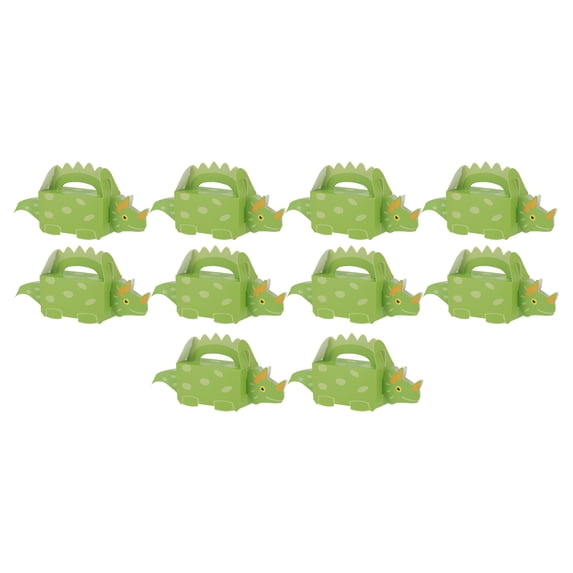 Unique Bargains 10 Pcs Gift Boxes Cartoon Dinosaur Handheld Favor Boxes 6.69"x1.57"x2.95" Green