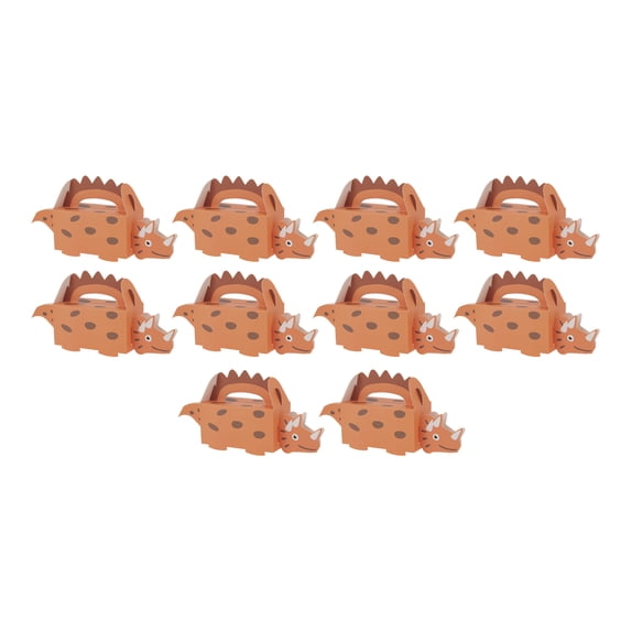 Unique Bargains 10 Pcs Gift Boxes Cartoon Dinosaur Handheld Favor Boxes 6.69"x1.57"x2.95" Orange