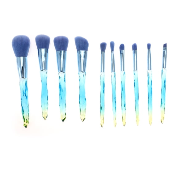 Unique Bargains 10 Pcs Lightweight Makeup Brush Set for Business Travel Artificial Fiber Wool Plastic Blue