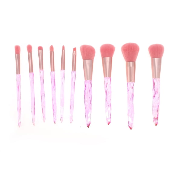 Unique Bargains 10 Pcs Lightweight Makeup Brush Set for Business Travel Artificial Fiber Wool Plastic Pink