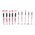 thumbnail image 1 of Unique Bargains 10 Pcs Mermaid Makeup Brush Set for Bathroom Red Plastic Handle Nylon Hair, 1 of 5