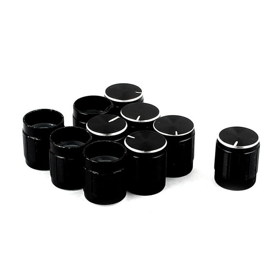 Unique Bargains 10 Pcs Metal 6mm Knurled Shaft Potentiometer Control Knob Black