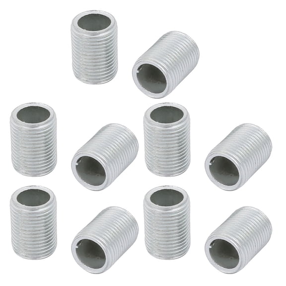 Unique Bargains 10 Pcs Metric M12 1mm Pitch Thread Zinc Plated Pipe Nipple Lamp Parts 15mm Long