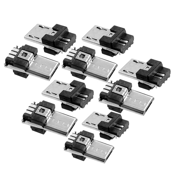 Unique Bargains 10 Pcs Micro USB Type A Male 5 Pin Connectors Jack