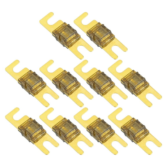 Unique Bargains 10 Pcs Mini ANL Fuses 120A Audio CD Fuse for Car Motorcycle Boat Durable Plastic Metal Gold Tone Brown
