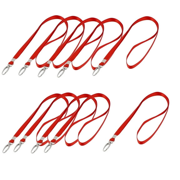 Unique Bargains 10 Pcs Neck Strap ID Card Badge Holder Lanyard Office Bank Stationery Red