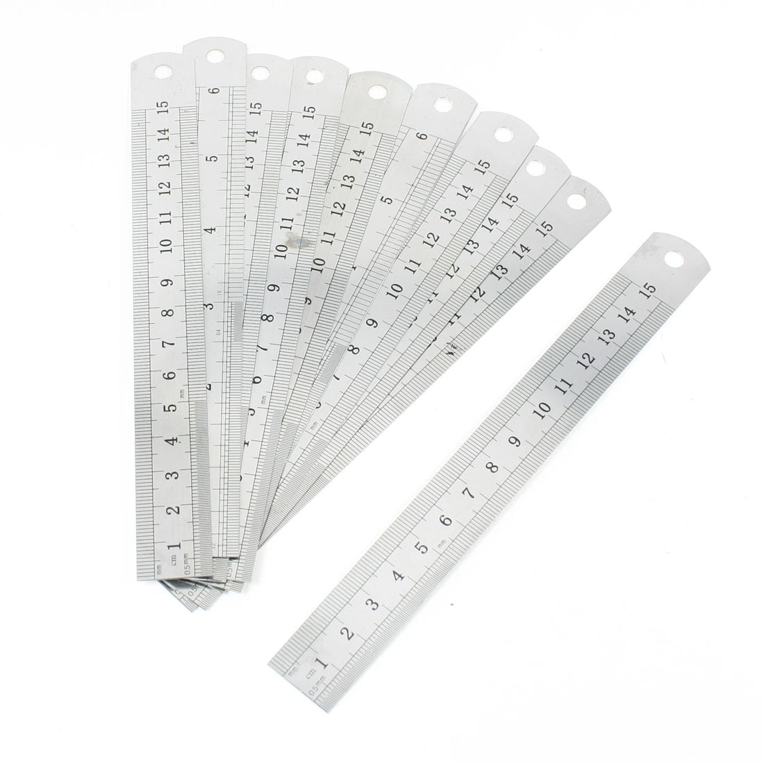 Metric 15cm Scale Double Side Stainless Steel Imperial Straight Ruler 6 