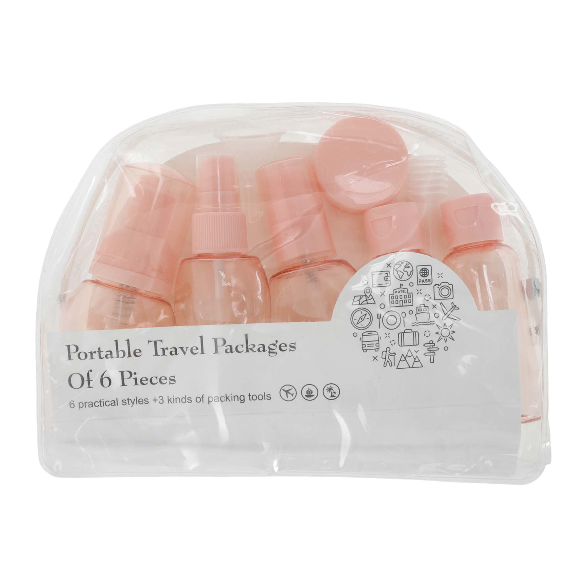 Unique Bargains 10 Pcs Portable Reusable Travel Container Set Pink