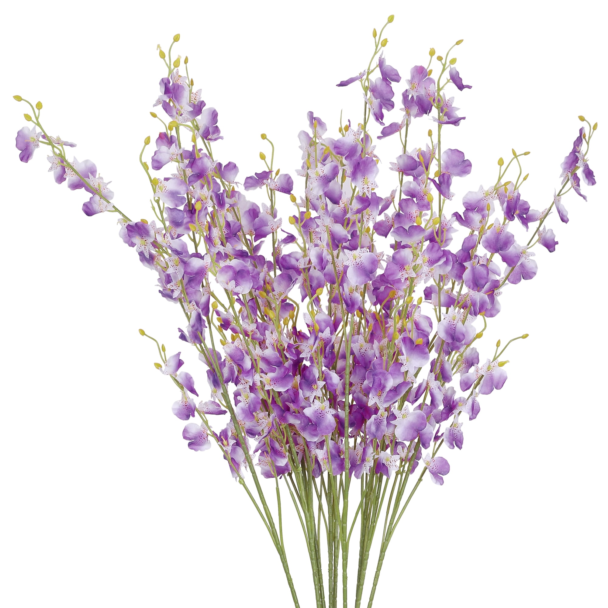 Unique Bargains 10 Pcs Purple Artificial Orchids Flowers Fake Dancing Lady Orchid