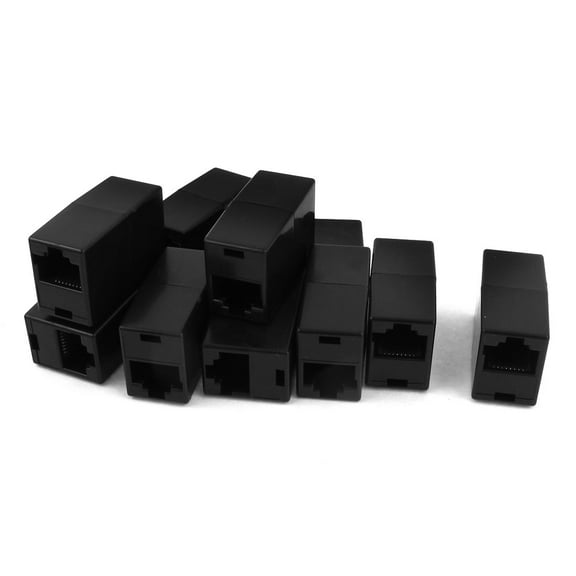 Unique Bargains 10 Pcs RJ45 8P8C CAT5 Network Cable Adapter Extender Plug Coupler Joiner Black
