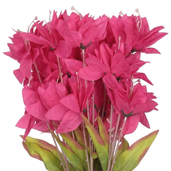 Unique Bargains 10 Pcs Real Touch Lilies Flowers Long Stem Artificial Flower Rose Red