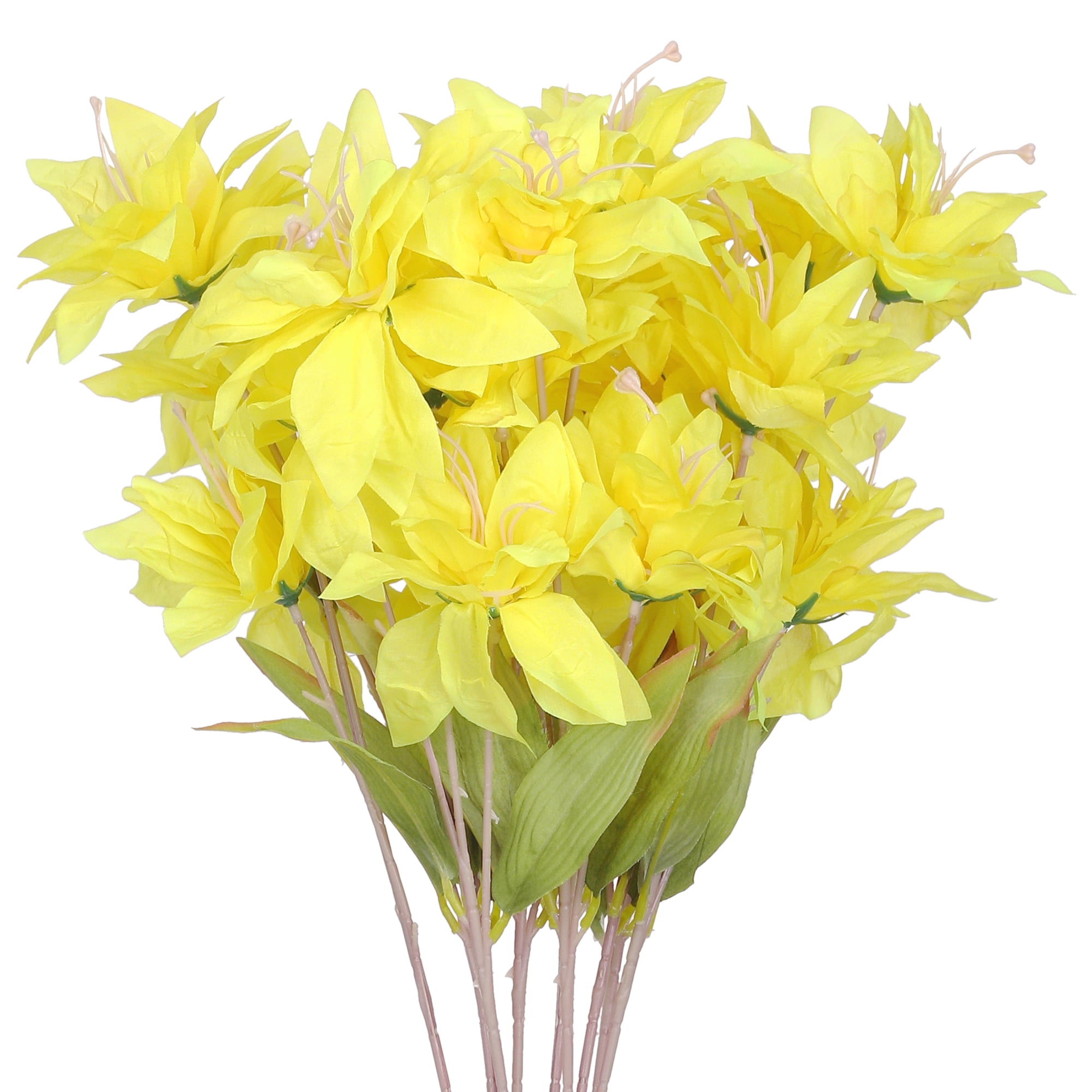 Unique Bargains 10 Pcs Real Touch Lilies Flowers Long Stem Artificial Flower Yellow