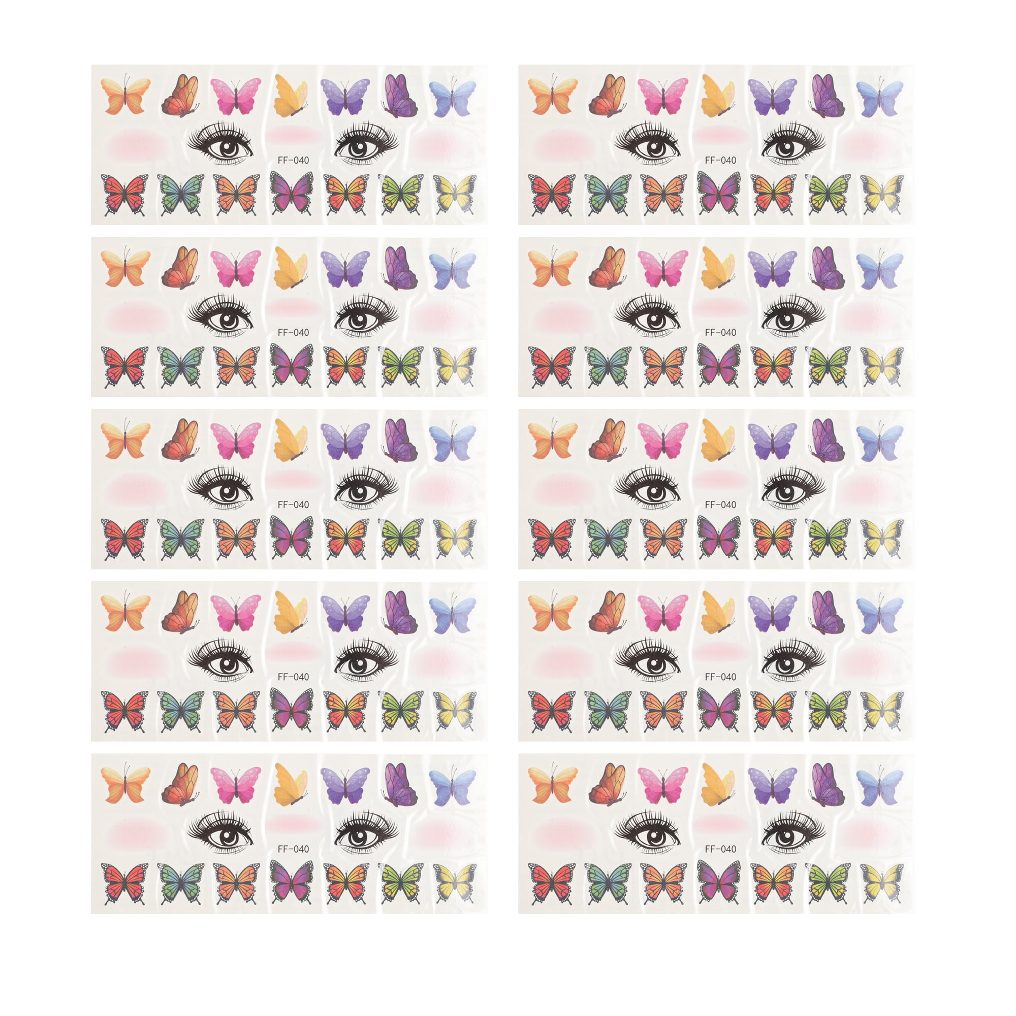 Unique Bargains 10 Pcs Realistic Fake Tattoos Butterfly Pattern ...