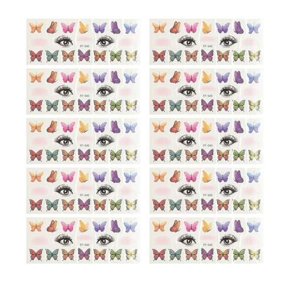 Unique Bargains 10 Pcs Realistic Fake Tattoos Butterfly Pattern Temporary Tatto Purple Blue