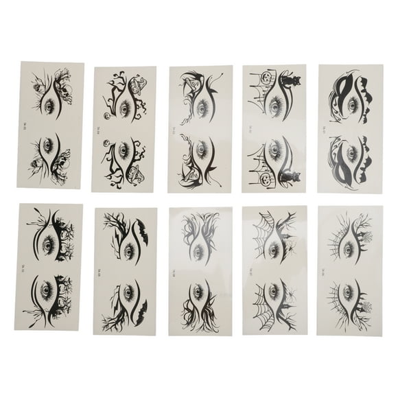 Unique Bargains 10 Pcs Realistic Fake Tattoos Halloween Temporary Tatto for Adult Black