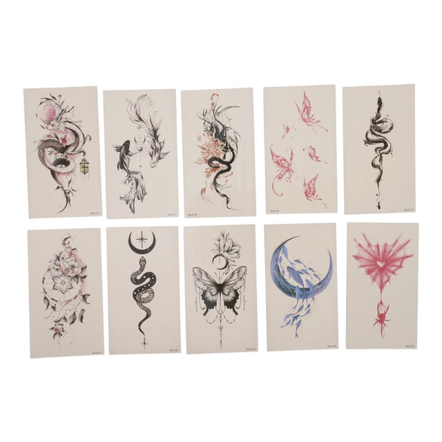 Unique Bargains 10 Pcs Realistic Fake Tattoos Refreshing StyleTemporary ...