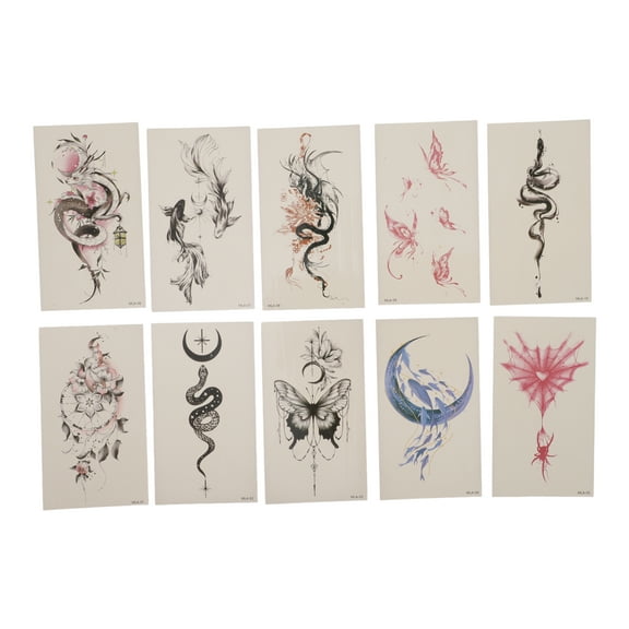 Unique Bargains Christmas 10 Pcs Realistic Fake Tattoos Refreshing StyleTemporary Tatto for Adult Assorted Color