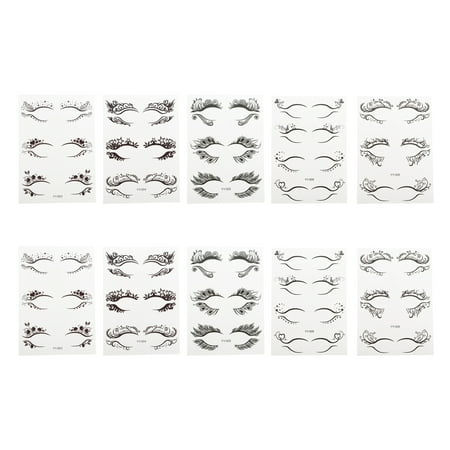 Unique Bargains 10 Pcs Realistic Temporary Tatto Eyelash Fake Tattoos Black
