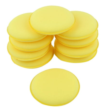 Unique Bargains 10 Pcs Round Shaped 4" Dia Sponge Wax Applicator Pads Yellow for Car Unique Bargain