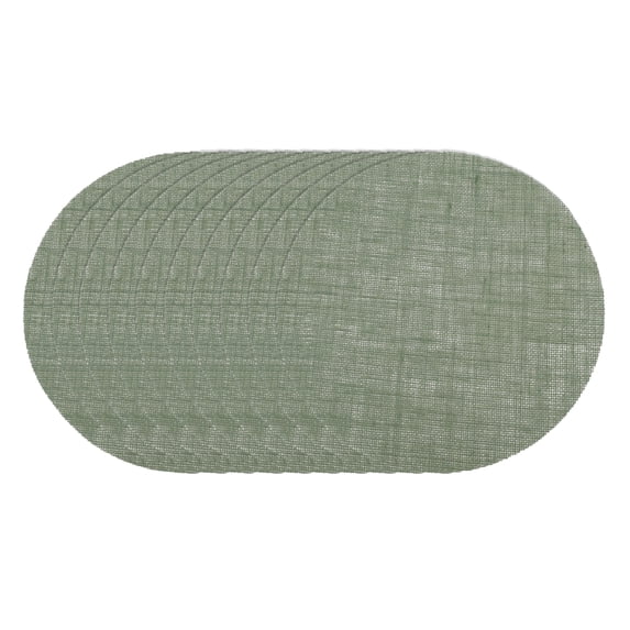 Unique Bargains 10 Pcs Round Solid Color Jute Placemat 11.81"x11.81" Green
