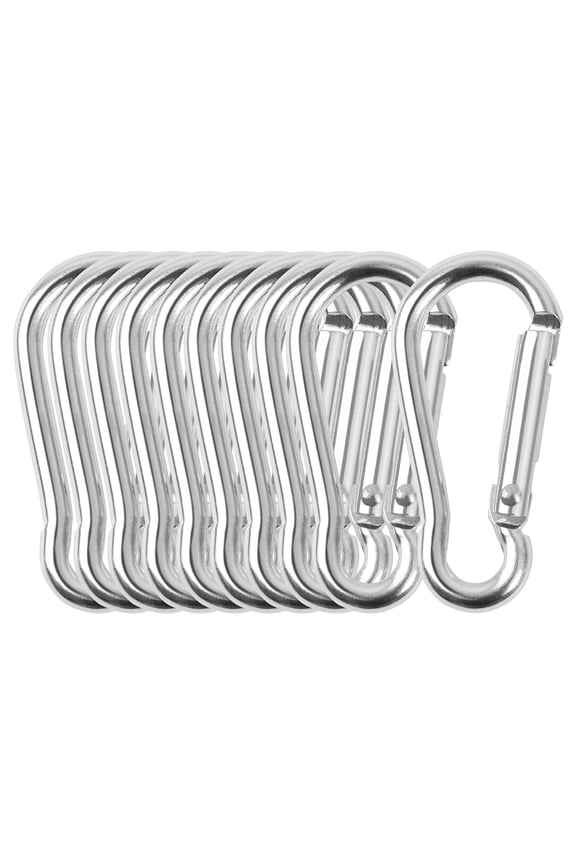 10 Pcs Silver Tone Spring Gate Carabiner Hook for Travelling