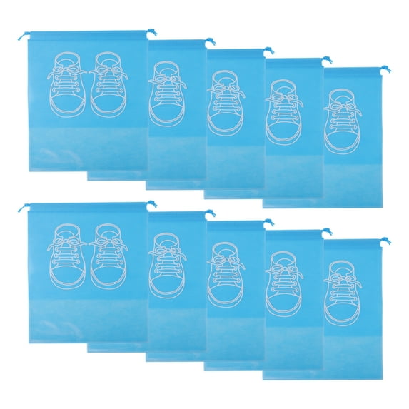 Unique Bargains 10 Pcs Sneakers Pattern Dustproof Shoe Dust Bag Shoes Storage Bag Portable Drawstring Storage Bag Blue