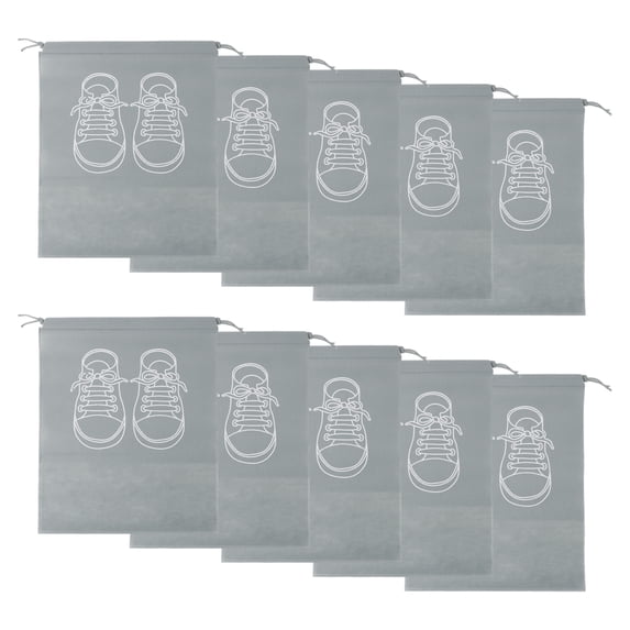 Unique Bargains 10 Pcs Sneakers Pattern Dustproof Shoe Dust Bag Shoes Storage Bag Portable Drawstring Storage Bag Gray