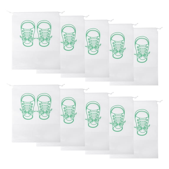 Unique Bargains 10 Pcs Sneakers Pattern Dustproof Shoe Dust Bag Shoes Storage Bag Travel Drawstring Storage Bag White