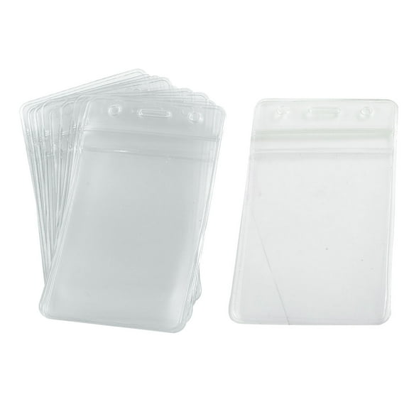 Unique Bargains 10 Pcs Soft Plastic Vertical Business ID Card Badge Holders