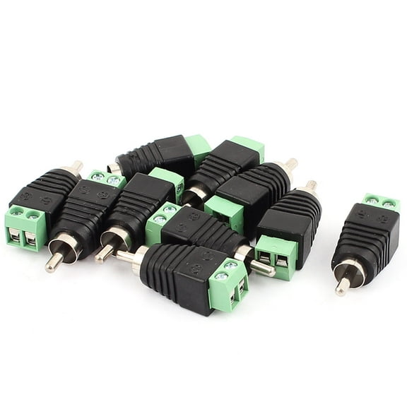 Unique Bargains 10 Pcs Speaker RCA Wire to AV Phono Male RCA Connector Jack Adapter