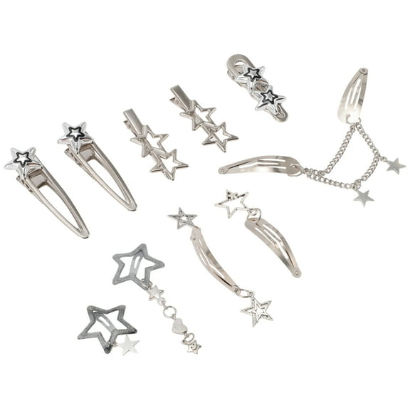 Unique Bargains 10 Pcs Stars Hair Clips Silver Alloy Hair Accessories for Women