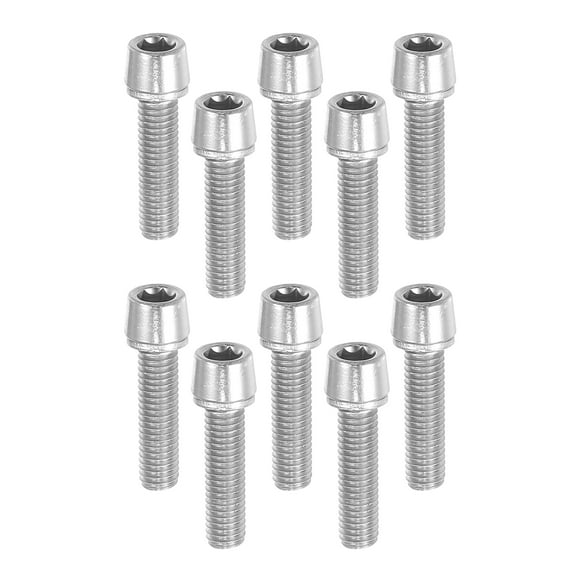 Unique Bargains 10 Pcs Tapered Bolts Screws for MTB Bike Bicycle Stem M5x20mm Socket Head Cap Bolts Steel Silver Tone