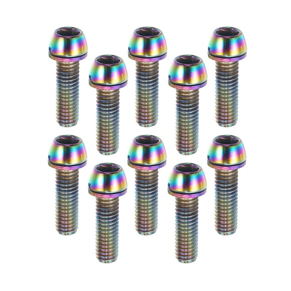 Unique Bargains 10 Pcs Tapered Bolts Screws for MTB Bike Bicycle Stem M6x20mm Socket Head Cap Bolts Steel Assorted Color