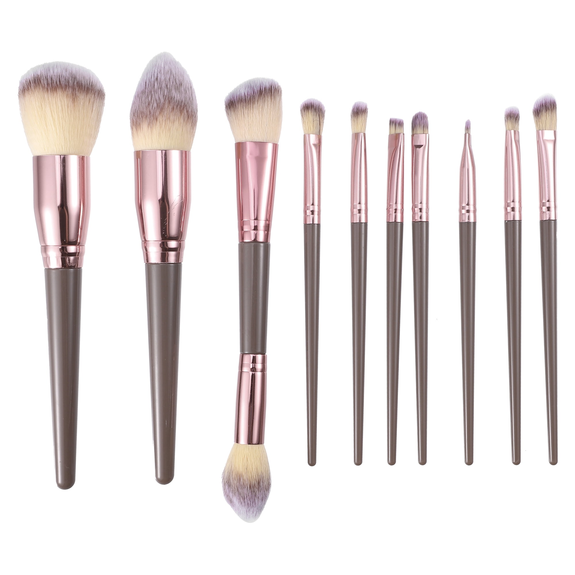 Unique Bargains 10 Pcs Travel Makeup Brush Kit for Concealer Blush Champagne