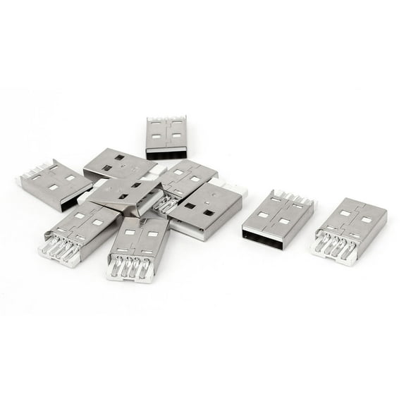Unique Bargains 10 Pcs USB 2.0 Type A Male Plug Port Straight Pin PCB Mount Connector Adapter