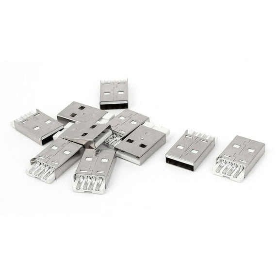 Unique Bargains 10 Pcs USB 2.0 Type A Male Plug Port Straight Pin PCB Mount Connector Adapter