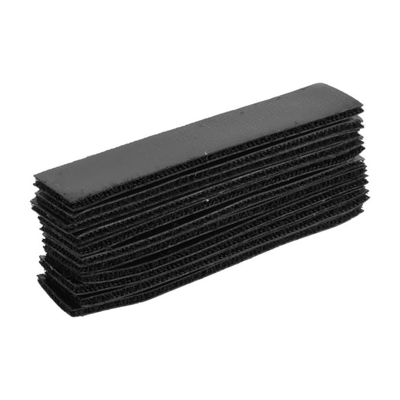 Unique Bargains 10 Pcs Universal Hook and Loop Tape Adhesive Back Double Sided Sticky-Back 0.79" x 3.94" Black