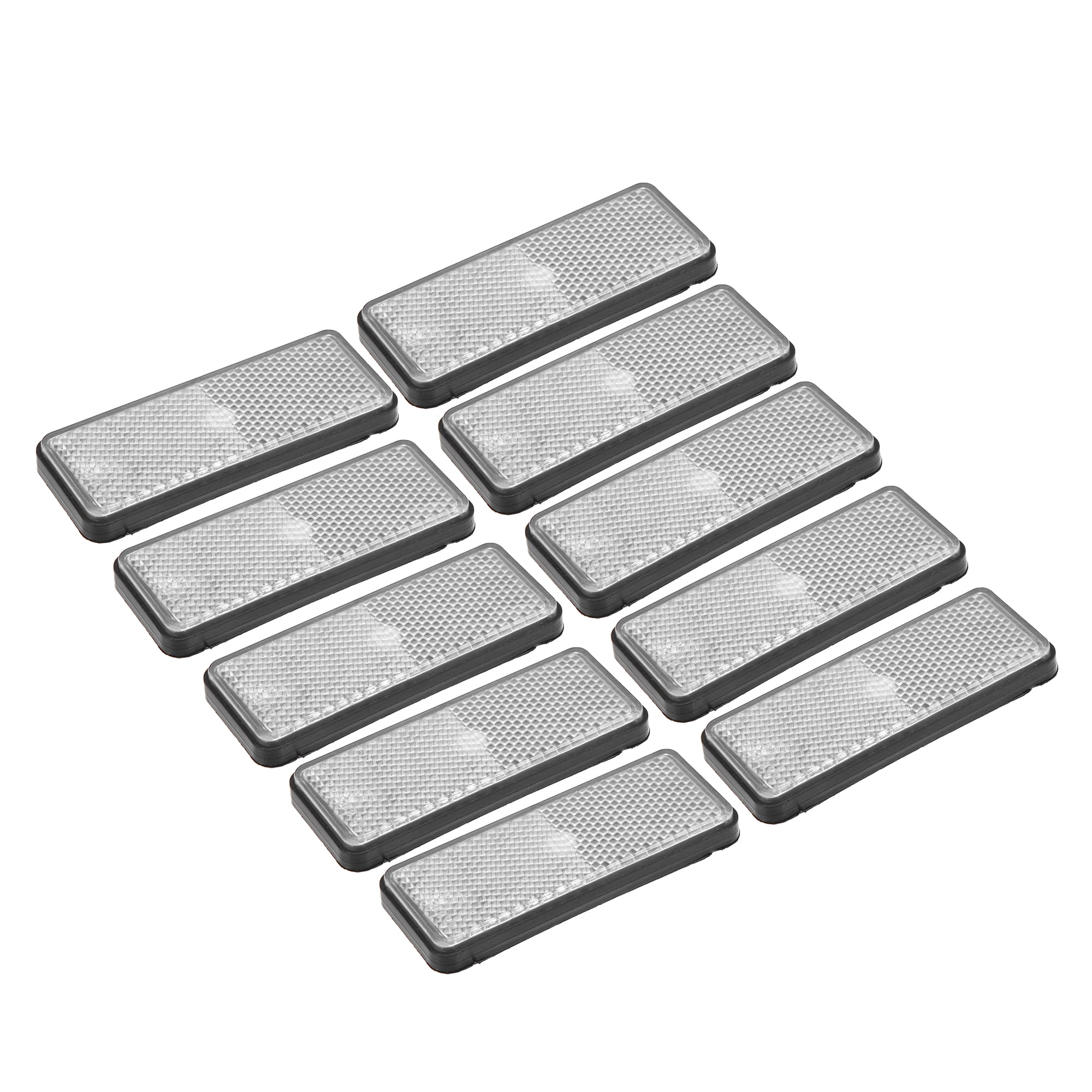 Unique Bargains 10 Pcs Universal Rectangle Shape Reflector for Motorcycle Garbage Cans Car Trailer Truck and Bike White